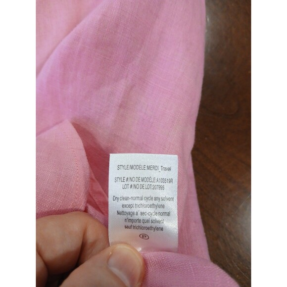 Theory Womens Linen Top Tank Medium Bright Pink Pockets Button Up Hidden Placket - Picture 12 of 12
